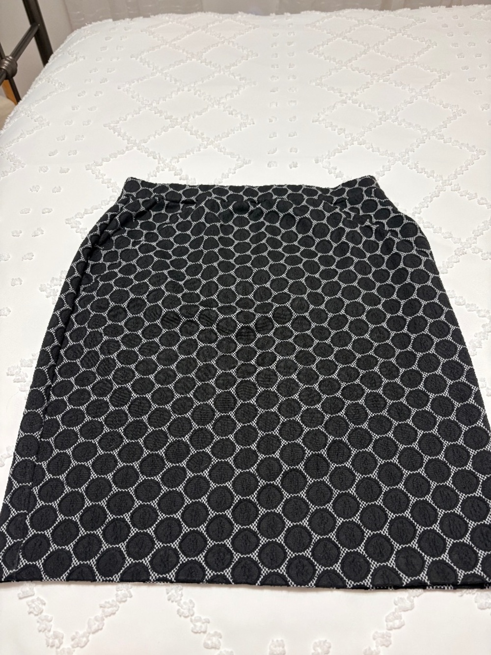 Black skirt with subtle white circles